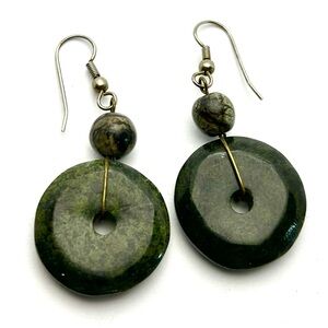 Elegant Green Serpentine Stone Earrings